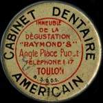 Timbre-monnaie Cabinet Dentaire Américain - Type 1 - 10 centimes rouge sur fond bleu-noir - avers