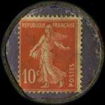 Timbre-monnaie Caf�s Campinas - Type 1 - Bordeaux - 99, Cours d'Alsace-Lorraine - 10 centimes rouge sur fond bleu-nuit - revers