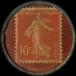 Timbre-monnaie Caf�s Campinas - Type 1 - Bordeaux - 99, Cours d'Alsace-Lorraine - 10 centimes rouge sur fond rouge - revers
