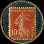 Timbre-monnaie Cassoret Frères - Arras - Hangar agricole - 10 centimes rouge sur fond bleu - revers