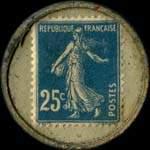 Timbre-monnaie Cassoret Frères - Arras - Hangar agricole - 25 centimes bleu sur fond blanc - revers