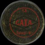 Timbre-monnaie C.A.T.A. Transports Automobiles - 25 centimes bleu sur fond rouge - avers
