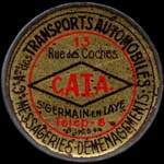 Timbre-monnaie C.A.T.A. Transports Automobiles - 5 centimes vert sur fond rouge - avers