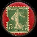 Timbre-monnaie C.A.T.A. Transports Automobiles - 5 centimes vert sur fond rouge - revers