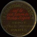 Timbre-monnaie Champagne de Marcy - 5 centimes vert sur fond rouge - avers