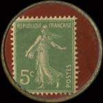 Timbre-monnaie Champagne de Marcy - 5 centimes vert sur fond rouge - revers