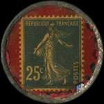 Timbre-monnaie Charbons Breton - 25 centimes bleu sur fond rouge - revers