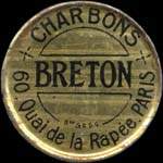 Timbre-monnaie Charbons Breton - 10 centimes rouge sur fond rouge - avers