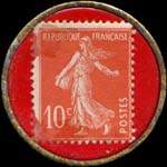 Timbre-monnaie Charbons Breton - 10 centimes rouge sur fond rouge - revers