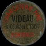 Timbre-monnaie Charcuterie Videau - Charcuterie fine - 10, Cours de l'Yser - Bordeaux - 5 centimes vert sur fond noir - avers