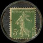 Timbre-monnaie Charcuterie Videau - Charcuterie fine - 10, Cours de l'Yser - Bordeaux - 5 centimes vert sur fond noir - revers