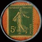 Timbre-monnaie Chareton Droniou - Nouveautés - Guingamp - Chareton Droniou - 5 centimes vert sur fond orange - revers