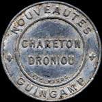 Timbre-monnaie Chareton Droniou - Nouveautés - Guingamp - Chareton Droniou - 10 centimes rouge sur fond bleu - avers