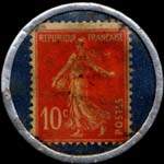 Timbre-monnaie Chareton Droniou - Nouveautés - Guingamp - Chareton Droniou - 10 centimes rouge sur fond bleu - revers