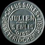 Timbre-monnaie Chaussures Julien - Chaussures - Bonneterie - Chemiserie - Julien - Senlis (Oise) - 5 centimes vert sur fond brun - avers