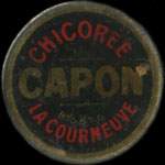Timbre-monnaie Chicorée Capon - La Courneuve - type 1 - 10 centimes rouge sur fond doré - avers