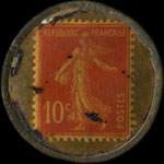 Timbre-monnaie Chicorée Capon - La Courneuve - type 1 - 10 centimes rouge sur fond doré - revers