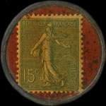 Timbre-monnaie Chicorée V.Groux - H.Eloy successeur - Blendecques - Pas-de-Calais - 15 centimes vert ligné sur fond rouge - revers