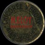 Timbre-monnaie Chicorée V.Groux - H.Eloy successeur - Blendecques - Pas-de-Calais - 25 centimes bleu sur fond rouge - avers