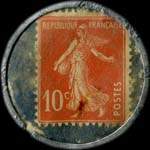 Timbre-monnaie Chicor�e Pasteur - M�daille d'or - Dipl�me d'honneur - Chicor�e Pasteur donne des bons-primes - 10 centimes rouge sur fond bleu - revers