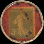 Timbre-monnaie Chocolat Fran�ois - Propri�t� de la chocolaterie (Talencia) � Talence (Gironde) - 5 centimes vert sur fond rouge - revers