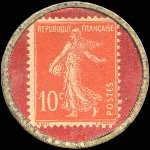 Timbre-monnaie Chocolat Fran�ois - Propri�t� de la chocolaterie (Talencia) � Talence (Gironde) - 10 centimes rouge sur fond rouge - revers