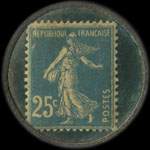 Timbre-monnaie Chocolat Labouesse - Marque déposée fabriquée par A.Morand - 25 centimes bleu sur fond bleu-turquoise (type 2) - revers