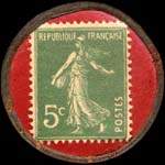 Timbre-monnaie Chocolat Masson - 5 centimes vert sur fond rouge - revers