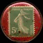 Timbre-monnaie Chocolat Mouren - Marseille - 5 centimes vert sur fond rouge - revers
