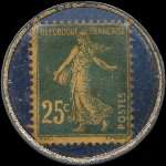 Timbre-monnaie Chocolats Pihan - 4, Faubourg Saint-Honor� - Paris - 25 centimes bleu sur fond bleu-roi - revers