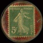 Timbre-monnaie Cognac Denis-Mounié - 5 centimes vert sur rouge - revers