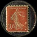 Timbre-monnaie Cognac Denis-Mounié - 10 centimes rouge sur bleu-nuit vergé - revers