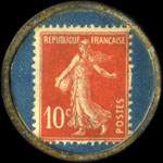 Timbre-monnaie Cognac Foucauld - 10 centimes rouge sur fond bleu - revers