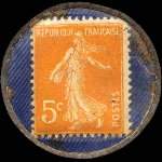 Timbre-monnaie Cognac Foucauld - 5 centimes orange sur fond bleu vergé - revers