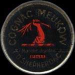 Timbre-monnaie Cognac Meukow - Marque dpose - T.D. Shepherd & Cie - 5 centimes vert sur fond dor verg - avers