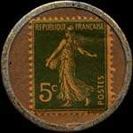 Timbre-monnaie Cognac Meukow - Marque dpose - T.D. Shepherd & Cie - 5 centimes vert sur fond dor verg - revers