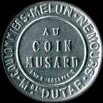 Timbre-monnaie Au Coin Musard - Coulommiers - Melun - Nemours - Maison Dutar - 25 centimes bleu sur fond blanc - avers