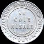 Timbre-monnaie Au Coin Musard - Coulommiers - Melun - Nemours - Maison Dutar - 5 centimes vert sur fond rouge - avers