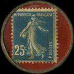 Timbre-monnaie Comoedia - 25 centimes bleu sur fond rouge - revers