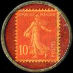 Timbre-monnaie Compagnie Fran�aise Tissus - Bordeaux - Gironde - 10 centimes rouge sur fond rouge - revers