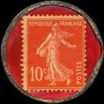Timbre-monnaie Compagnie Française Tissus - Bordeaux - Gironde - 10 centimes rouge sur fond rouge - revers