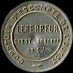 Timbre-monnaie Comptoir d'Escompte de l'Ouest - Leherpeur Sadot Cornette et Cie - 25 centimes bleu sur fond blanc - avers