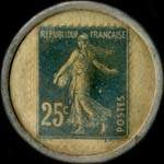 Timbre-monnaie Comptoir d'Escompte de l'Ouest - Leherpeur Sadot Cormette et Cie - 25 centimes bleu sur fond blanc - revers