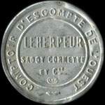Timbre-monnaie Comptoir d'Escompte de l'Ouest - Leherpeur Sadot Cornette et Cie - 5 centimes vert sur fond rouge - avers