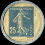 Timbre-monnaie Comptoir d'Escompte de l'Ouest - Leherpeur Sadot Cornette et Cie - 25 centimes bleu sur fond blanc - revers