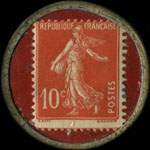 Timbre-monnaie Comptoir L.Vaisse - 99, rue de Richelieu - Paris - Renseignements commerciaux - 10 centimes rouge sur fond rouge - revers