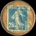 Timbre-monnaie Confiserie Socobas - Confiture - Socobas - Biarritz - 25 centimes bleu sur fond blanc-cr�me - revers