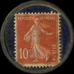 Timbre-monnaie Confiserie Socobas - Confiture - Socobas - Biarritz - 10 centimes rouge sur fond bleu verg� - revers