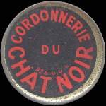 Timbre-monnaie Cordonnerie du Chat Noir - 5 centimes vert sur fond rose vergé - avers
