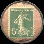 Timbre-monnaie Cordonnerie du Chat Noir - 5 centimes vert sur fond rose verg� - revers